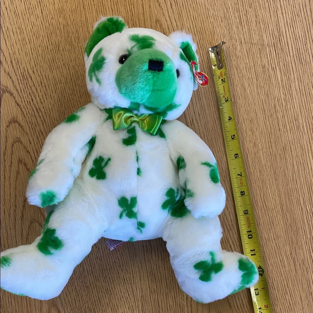 Ty Shamrock Bear - White and Green - Picture 2 of 3
